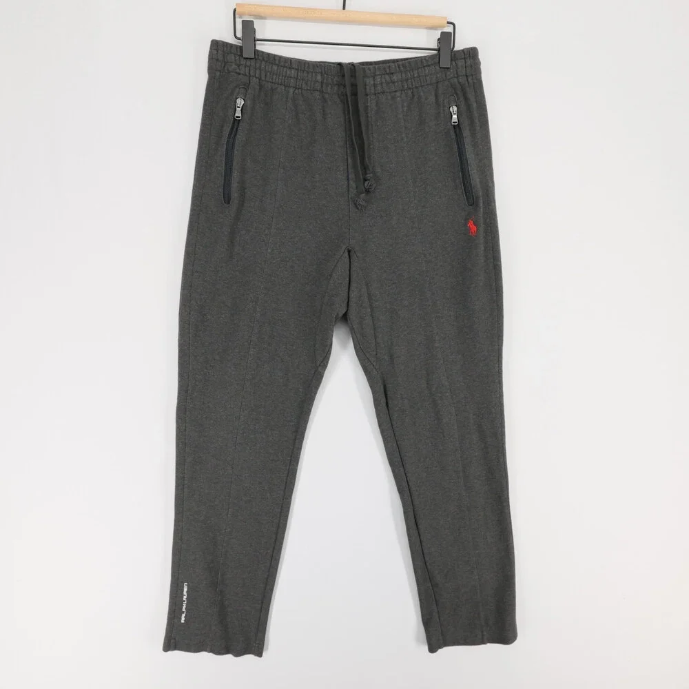 Polo Ralph Lauren Sweatpants Mens M Gray Heather Performance Zip Pockets